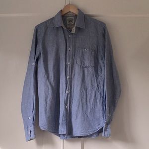 Springfield Men’s Blue Striped Linen Shirt - Size L